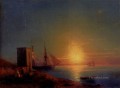 Aivazoffski Ivan Konstantinovich Figures In A Coastal Landscape At Sunset Ivan Aivazovsky